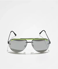Silver & Green Pilot Sunglasses