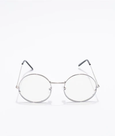 Silver Round Blue Light Glasses