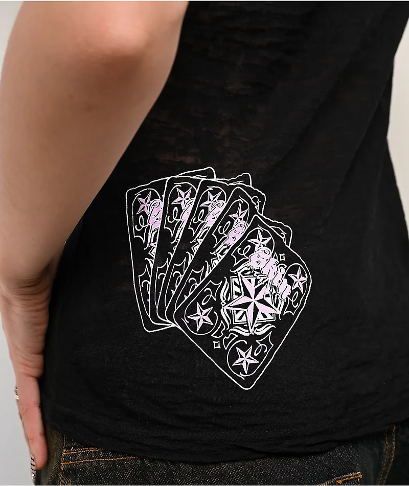 Skin Industries Cardplay Black Burnout Crop T-Shirt
