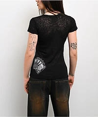 Skin Industries Cardplay Black Burnout Crop T-Shirt