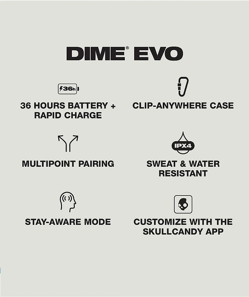 Skullcandy Dime Evo Bone Earbuds