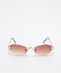 Slim Oval Brown Gradient Sunglasses