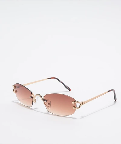 Slim Oval Brown Gradient Sunglasses