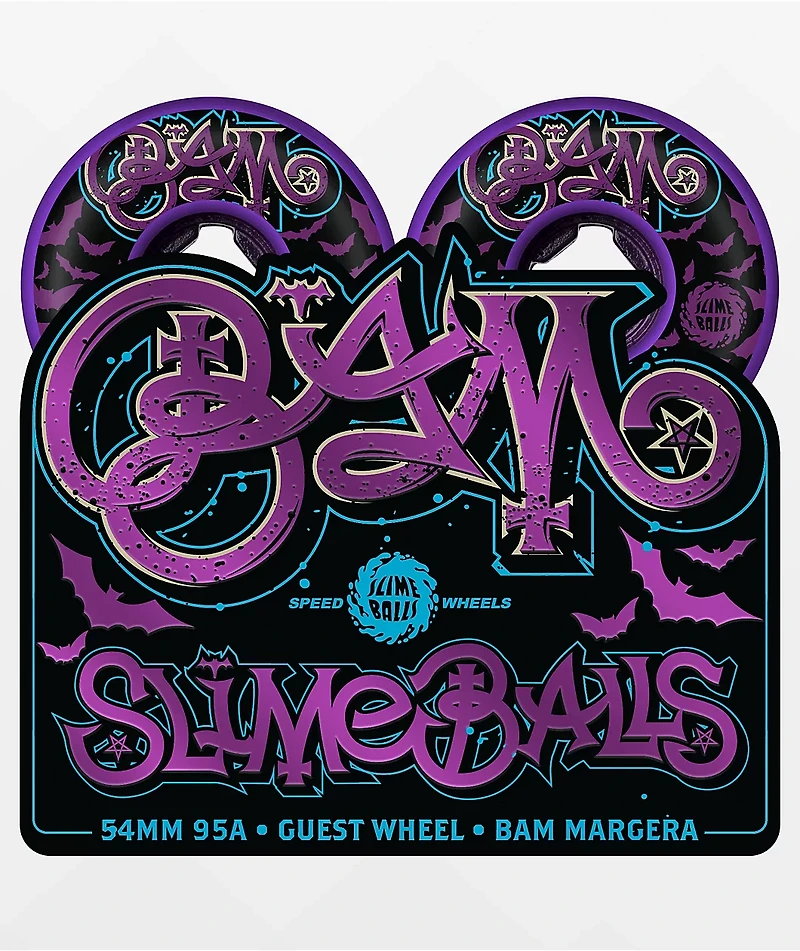 Slime Balls Bam Guest Hardline 54mm 95a Purple Skateboard Wheels