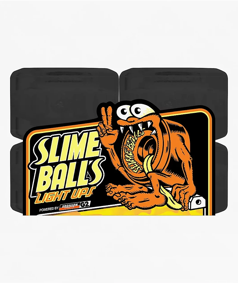 Slime Balls Light Ups LED Flame 66mm 78a Black Cruiser Skateboard Wheels