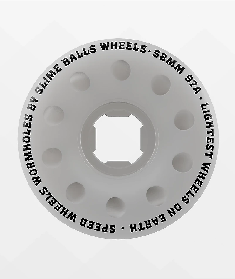 Slime Balls Worm Holes 58mm 97a White Skateboard Wheels