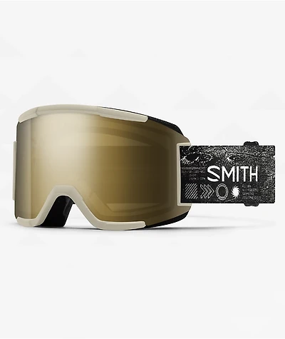 Smith Squad Chalk Space Invader & Gold Snowboard Goggles