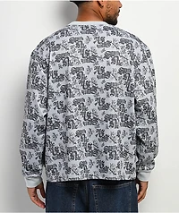 Southpole Allover Grey Thermal Long Sleeve Boxy Crop T-Shirt