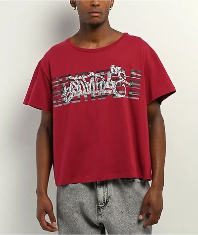 Southpole Box Red Boxy Crop T-Shirt