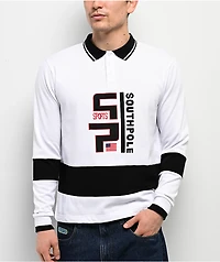 Southpole Logo White Long Sleeve Polo Shirt