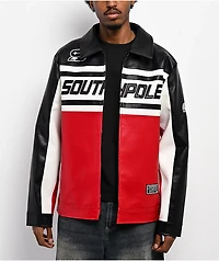 Southpole Satin Black, White & Red Jacket