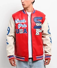 Southpole Stud Eagle Red, White & Blue Bomber Jacket