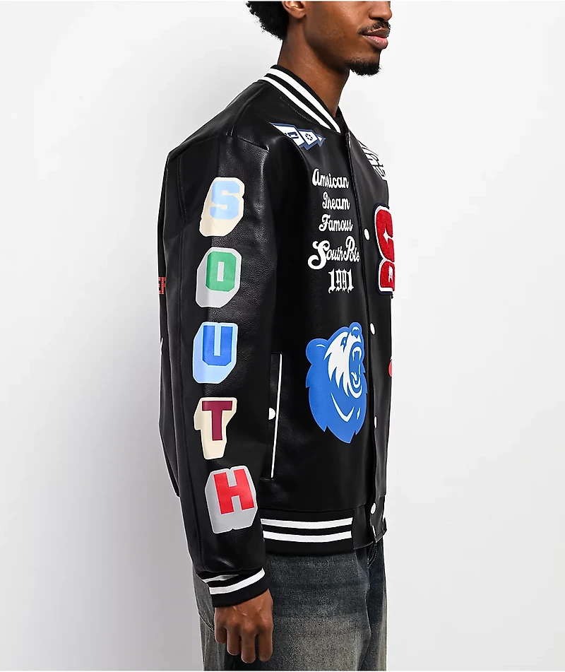 Southpole Varsity Black Bomber Jacket