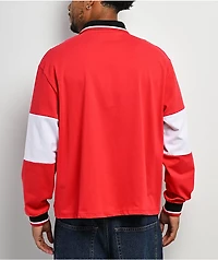 Southpole White & Red Boxy Crop Rugby Shirt
