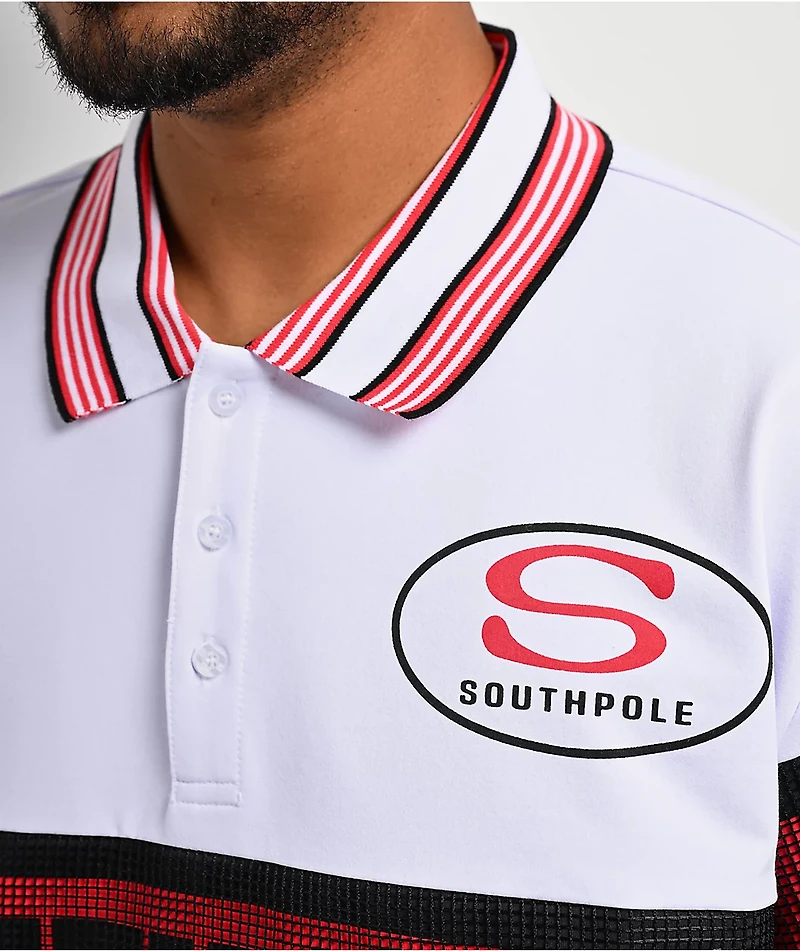 Southpole White & Red Polo Shirt