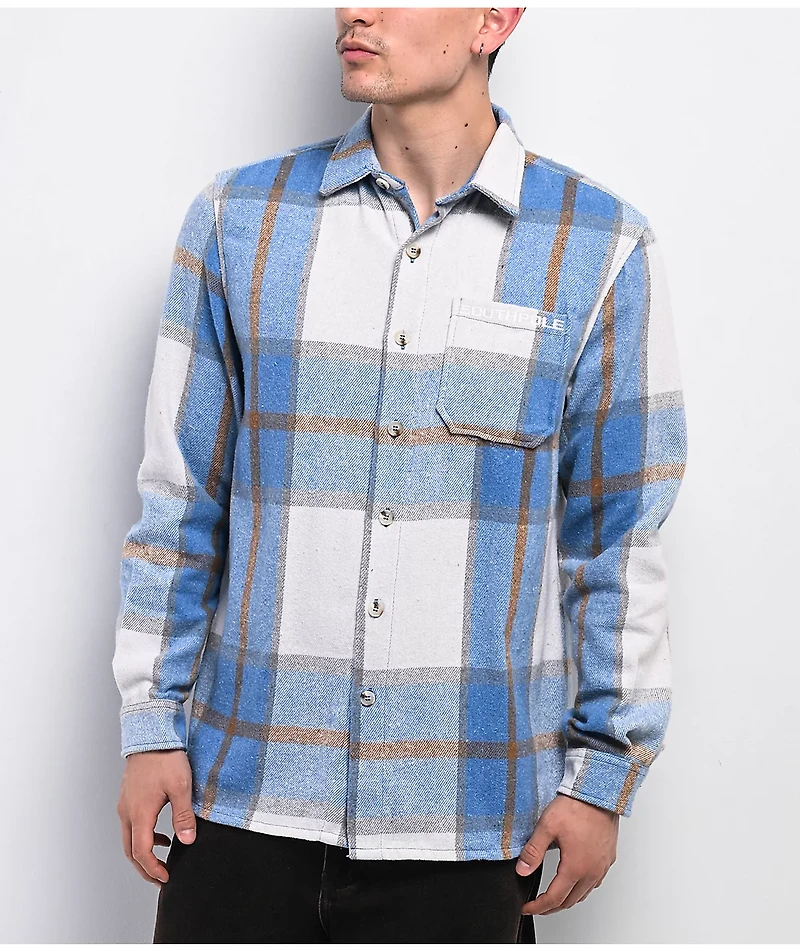 Southpole Woven Blue Plaid Flannel Shirt