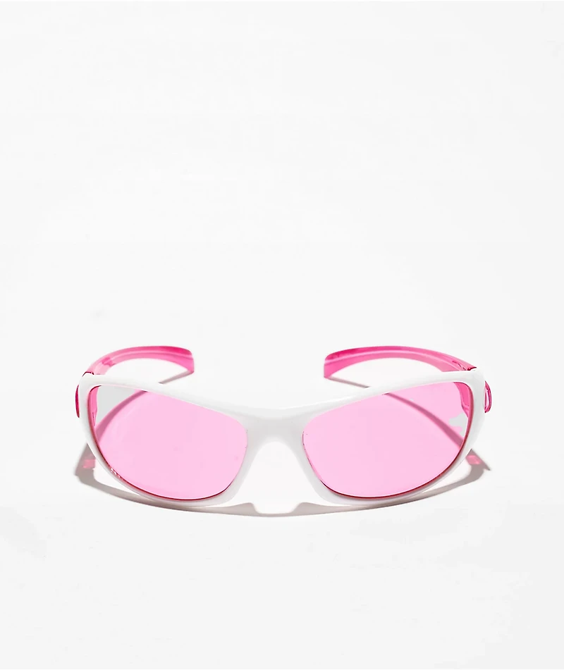 Speedster Pink & White Wrap Sunglasses