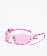 Speedster Pink & White Wrap Sunglasses