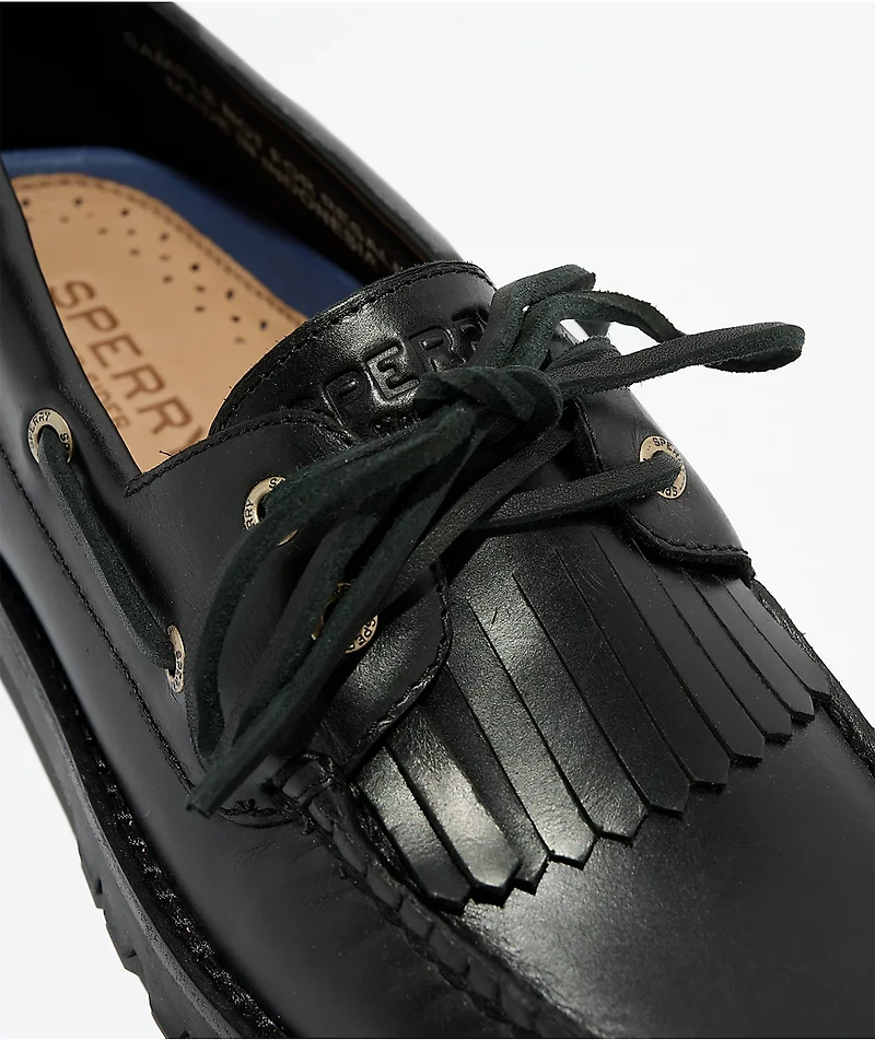 Sperry Kiltie Lug Black Boat Shoes
