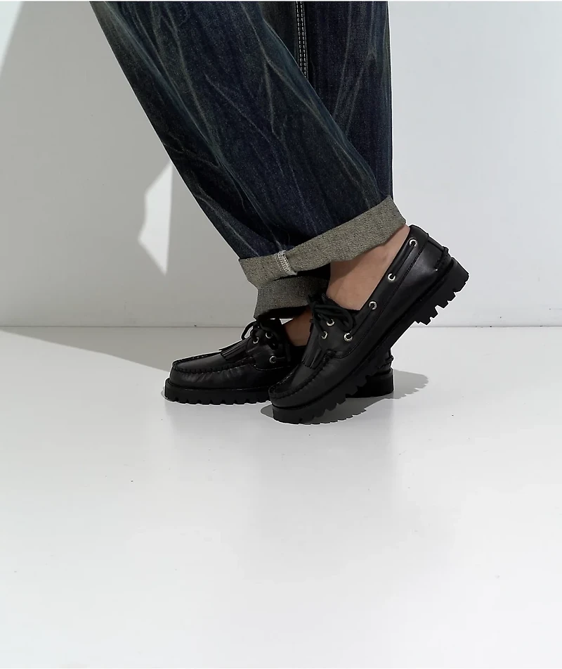 Sperry Kiltie Lug Black Boat Shoes