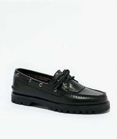 Sperry Kiltie Lug Black Boat Shoes