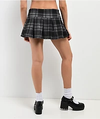 Spicychix Black Plaid Pleated Skort