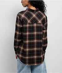 Spicychix Brown Plaid Oversized Long Sleeve Flannel Shirt