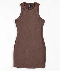 Spicychix Brown Ribbed Bodycon Dress