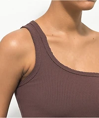 Spicychix Brown Ribbed Crop Tank Top