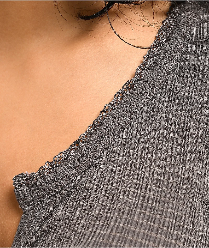 Spicychix Grey Button Up Long Sleeve Top
