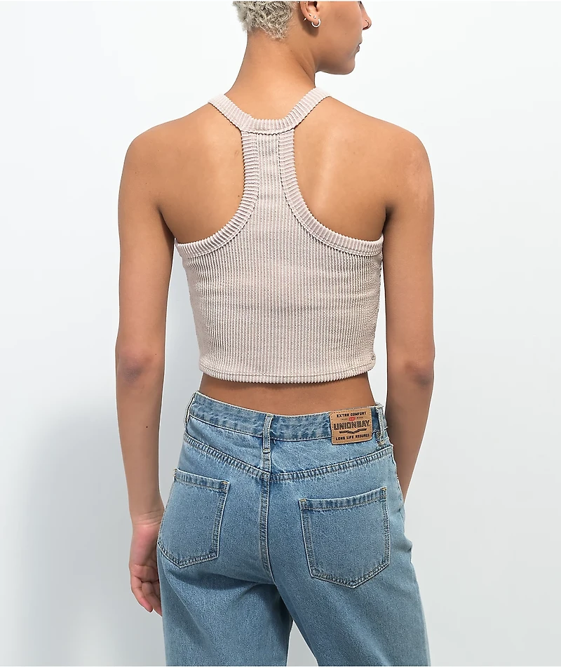 Spicychix High Neck Beige Crop Tank Top