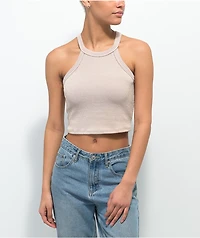 Spicychix High Neck Beige Crop Tank Top