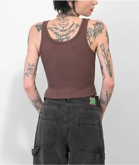 Spicychix Horseshoe Brown Ribbed Crop Tank Top