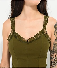 Spicychix Lace Green Crop Tank Top