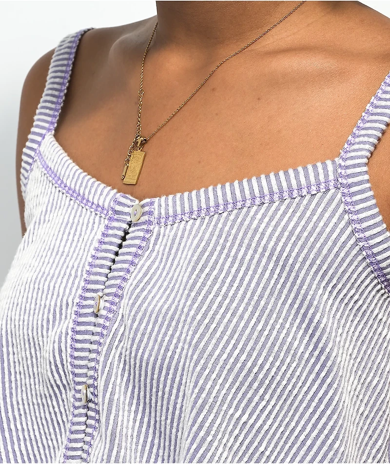 Spicychix Lilac Stripe Button Up Tank Top