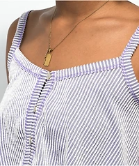 Spicychix Lilac Stripe Button Up Tank Top