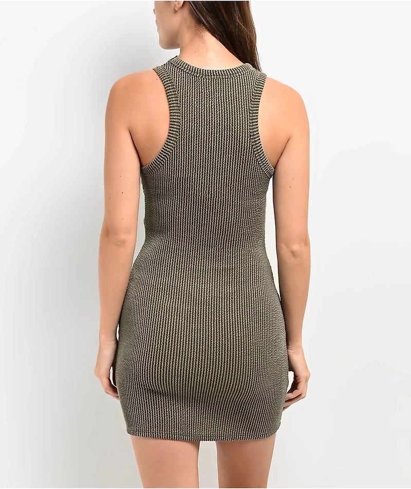 Spicychix Olive Ribbed Bodycon Dress