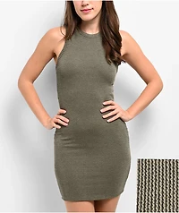 Spicychix Olive Ribbed Bodycon Dress