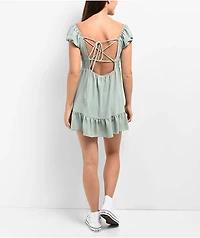 Spicychix Open Back Green Boho Mini Dress