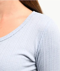 Spicychix Pointelle Blue Button Up Sweater