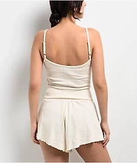 Spicychix Pointelle Cream Crop Tank Top