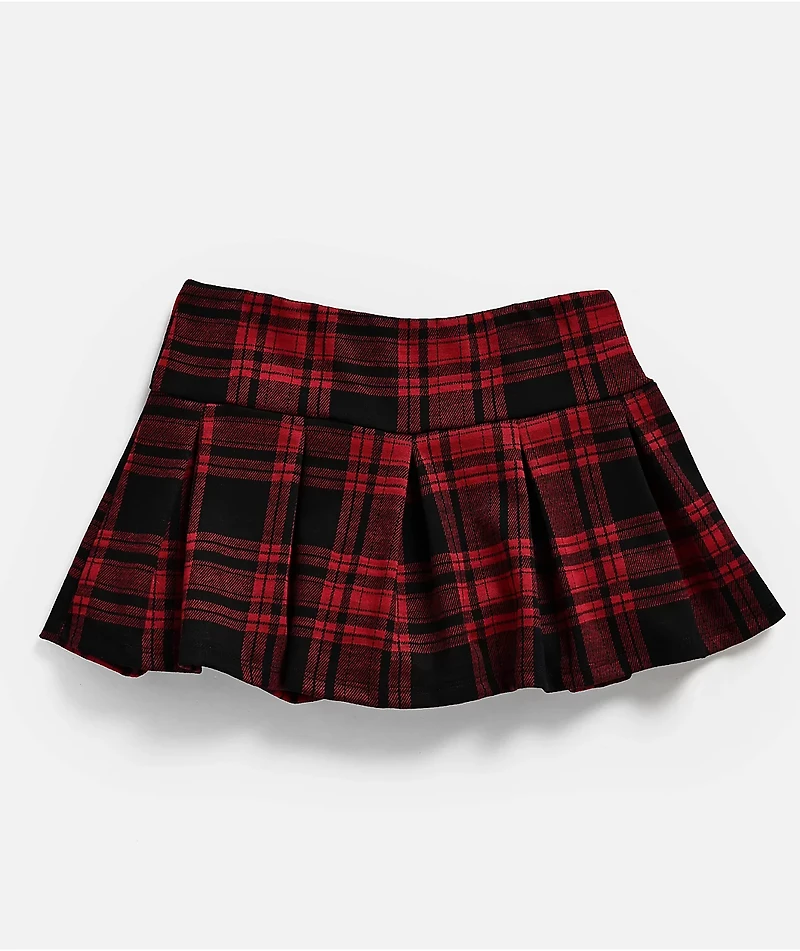 Spicychix Red Plaid Pleated Skort