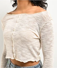Spicychix Slub Cream Long Sleeve Top