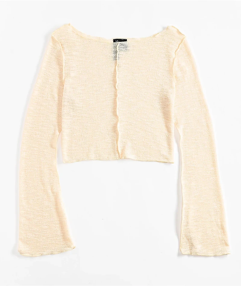 Spicychix Slub Cream Long Sleeve Top