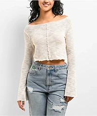 Spicychix Slub Cream Long Sleeve Top