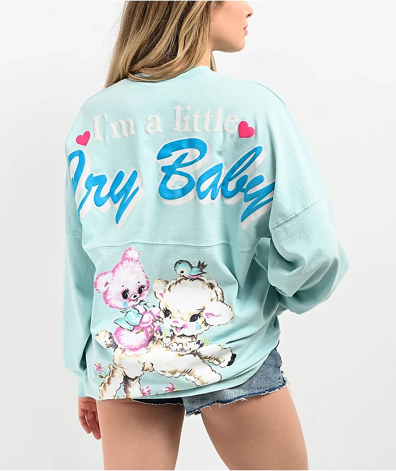 Spirit Jersey Cry Baby Light Blue Long Sleeve T-Shirt