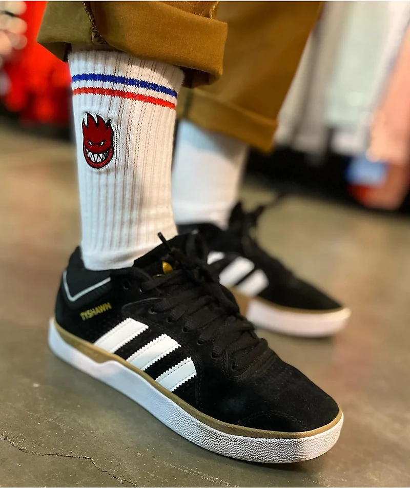 Spitfire Big Head Embroidered White & Red Crew Socks