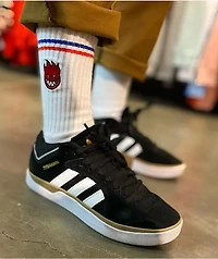 Spitfire Big Head Embroidered White & Red Crew Socks