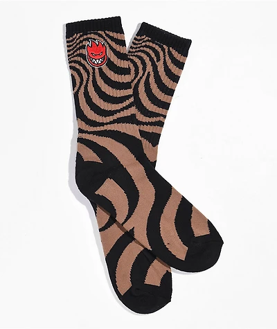 Spitfire Bighead Fill Ember Swirl Black & Brown Crew Socks