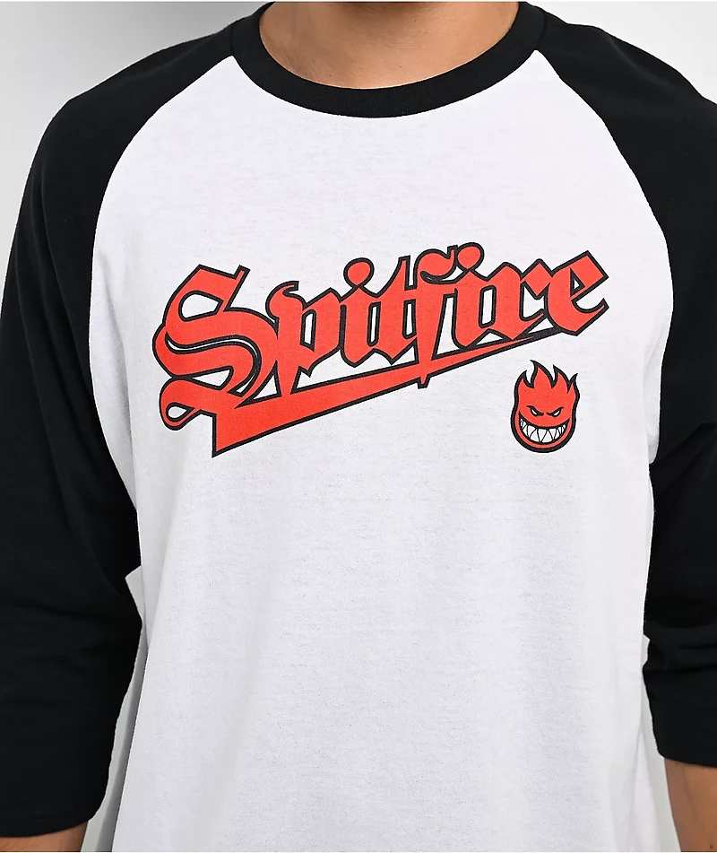 Spitfire Bighead White & Black Raglan T-Shirt